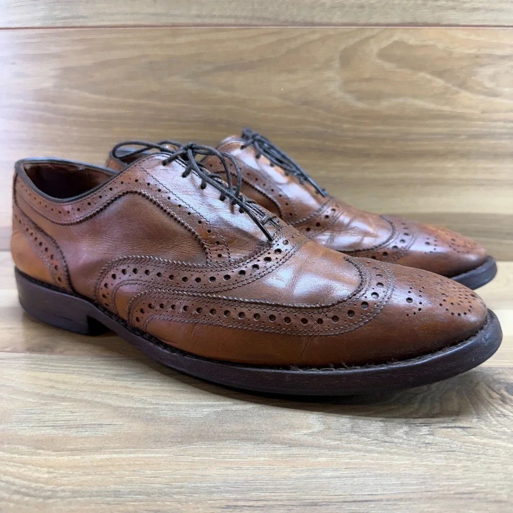 Allen Edmonds Mcallister Walnut Oxfords Mens 9 EEE Walnut Wingtip Brogue Formal